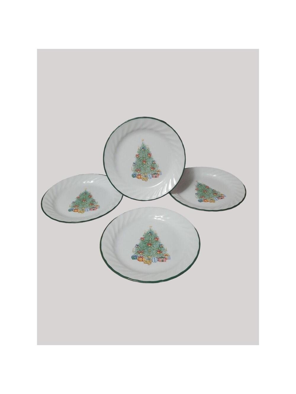 Corelle HOLIDAY MAGIC Christmas Tree 7" Bread Desert Plates Set of 4